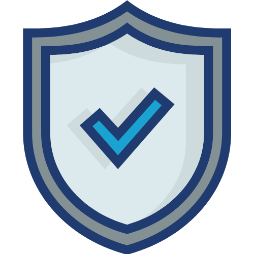 Blue shield and check mark